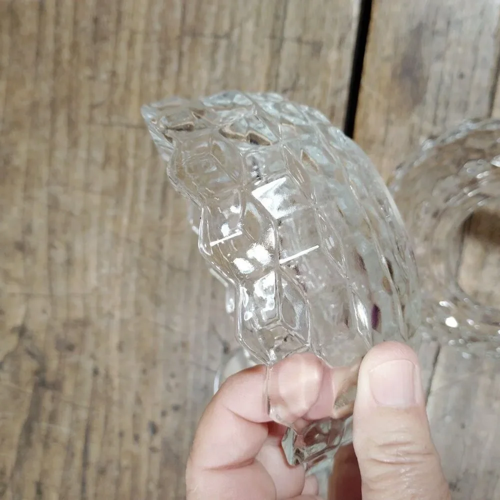 Vintage HOMCO Fairy Lamp 2pc Clear Cut Glass Round Globe Candle Holder Votive